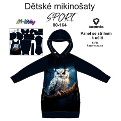F - Panel k ušití  - dětské mikinošaty SPORT 80 -164  (střih Fazonetka) - bílý a černý drak (3)