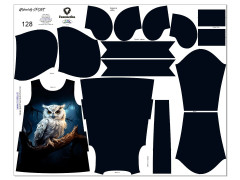 F - Panel k ušití  - dámské mikinošaty SPORT XS - XXXL (střih Fazonetka) - bílá sova (4)