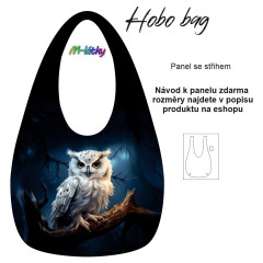 OB Hobo bag Basic  (nákupní taška) - bílá sova - panel se střihem tisk na objednávku
