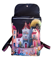 Panel se střihem - Batoh Sirena - dvoukomorový překlápěcí batoh (5)