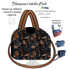 OB B - Panel k ušití - Tříkomorová kabelka Karla - střih Stilla Art (Marcela Bednářová) - 3D ornamenty fotonávod v popisu produktu