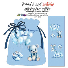 OB Dárkový sáček velký Blahopřání k narození chlapečka - panel se střihem náš tisk na objednávku - výběr z variant