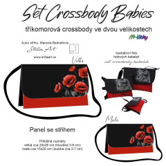 B - Panel k ušití - Set tříkomorých crossbody kabelek Babies - střih Stilla Art (Marcela Bednářová) - vlčí máky (3)