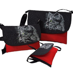 B - Panel k ušití - Set tříkomorých crossbody kabelek Babies - střih Stilla Art (Marcela Bednářová) - vlčí máky (1)