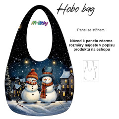OB Hobo bag Basic  (nákupní taška) - sněhuláci - panel se střihem tisk na objednávku