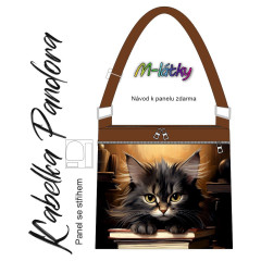 OB Panel k ušití - Crossbody kabelka Pandora - Kočka v knihovně vlastní tisk na objednávku - výběr z variant