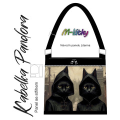 Panel k ušití - Crossbody kabelka Pandora - Provance - Kočka v knihovně (2)