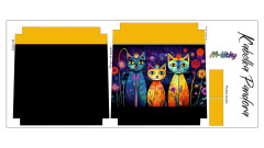 Panel k ušití - Crossbody kabelka Pandora - Provance - Kočka v knihovně (3)