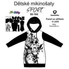 F - Panel k ušití  - dětské mikinošaty SPORT 80 -164  (střih Fazonetka) - bílá sova (2)