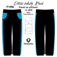 OB F - Panel dětské kalhoty Klasik - uni - modrá cyan - černá - výběr velikostí a materiálů - vlastní sublimační tisk - na objednávku