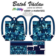 OB Panel překlápěcí batoh Václav Classic - modří motýli panel se střihem tisk na objednávku