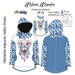 OB Z - Panel se střihem  Mikina Marika - Lapač snů - vlk výběr z variant materiálu