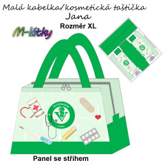 OB Panel k ušití - kosmetická taštička Jana - velikost XL - malá veterinářka (veterinární klinika) Kočárkovina - fotonávod v popisu produktu