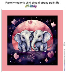 OB Panel k ušití  - dekorativní polštář -Sloni výběr z variant
