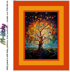 OB Velký panel k ušití - cca 110 x 140 cm x šíře (přehoz, deka,  podložka - dětská) - strom života výběr z variant