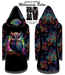 OB F - Panel k ušití  - dámské mikinošaty Relax XS - XXXL (střih Fazonetka) - Sova Panel se střihem - výběr z variant materiálu