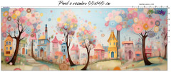 OB Panel  145 x 55 cm  - malované domečky Materiál - výběr z variant