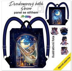OB Panel se střihem - Batoh Sirena - dvoukomorový překlápěcí batoh - Kočky na houpačce Kočárkovina - fotonávod v popisu produktu