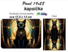 OB Panel - kapsička k nákupní tašce/kosmetická taštička - Starověký Egypt - kočka kočárkovina - panel k ušití - vlastní tisk na objednávku