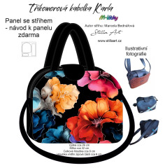 MOB B - Panel k ušití - Tříkomorová kabelka Karla - střih Stilla Art (Marcela Bednářová) - květy fotonávod v popisu produktu