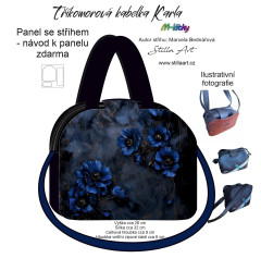 MOB B - Panel k ušití - Tříkomorová kabelka Karla - střih Stilla Art (Marcela Bednářová) - modré květy fotonávod v popisu produktu