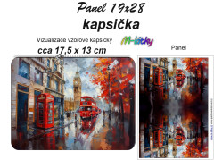 MOB Kapsička k nákupní tašce/kosmetická taštička - Londýn Panel k ušití - náš tisk na objednávku