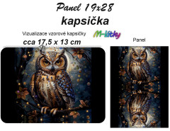 MOB Kapsička k nákupní tašce/kosmetická taštička - Sova Panel k ušití - náš tisk na objednávku
