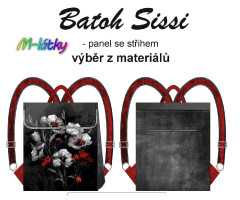 MOB Panel se střihem -  Překlápěcí batoh Sissi - máky návod k panelu zdarma - více v popisu produktu  - stáhněte si doplňkový střih k umístění magnetického zapínání