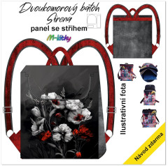 MOB Panel se střihem - Batoh Sirena - dvoukomorový překlápěcí batoh - máky Kočárkovina - fotonávod v popisu produktu