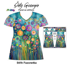 OB F - Panel se střihem - dámské šaty Georgia - malované květy Digitální tisk m-látky - výběr z variant  střih Fazonetka