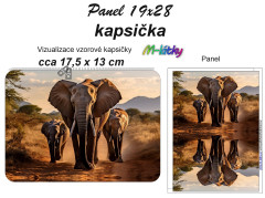 MOB Kapsička k nákupní tašce/kosmetická taštička - sloni Panel k ušití - náš tisk na objednávku