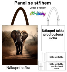 MOB Nákupní taška - slon panel se střihem náš tisk na objednávku
