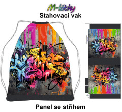 MOB Panel se střihem k ušití - stahovací vak - graffiti Materiál - výběr z variant