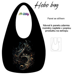 MOB Hobo bag Basic  (nákupní taška) - noty, houslový klíč - panel se střihem tisk na objednávku