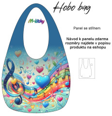 MOB Hobo bag Basic  (nákupní taška) - barevné noty - panel se střihem tisk na objednávku