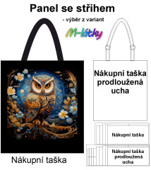 MOB Nákupní taška - sova panel se střihem náš tisk na objednávku