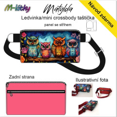 OB Panel k ušití - Ledvinka/mini crossbody Matylda - sovy návod k panelu zdarma - více v popisu produktu