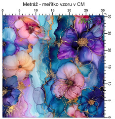 OB Metráž malované květy náš tisk na objednávku – výběr z materiálů
