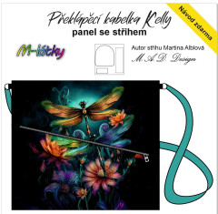 OB D - Panel k ušití - Překlápěcí kabelka Kelly - magické vážky fotonávod v popisu produktu