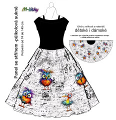 OB Půlkolová sukně Ptačí píseň (ptáci) - náš tisk na objednávku – výběr z variant  panel se střihem