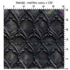 OB Metráž vzhled staré kůže - černá - ornamenty náš tisk na objednávku – výběr z materiálů