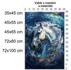 OB Panel  - výběr z rozměrů -  kůň a moře (ryby) Materiál - výběr z variant