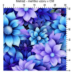 OB Metráž modro fialové květy náš tisk na objednávku – výběr z materiálů