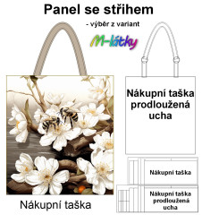 MOB Nákupní taška - včely na jabloňových květech panel se střihem náš tisk na objednávku