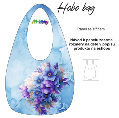 MOB Hobo bag Basic  (nákupní taška) - modré květy - panel se střihem tisk na objednávku