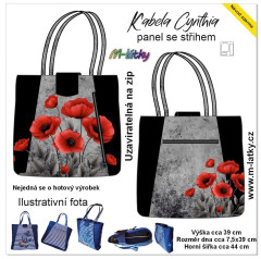 OB Panel se střihem - kabela Cynthia - vlčí máky fotonávod v popisu produktu - výběr z rozměrů