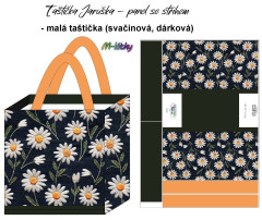 MOB Panel - malá taštička Jaruška (dárková, svačinová, obědová) - kopretiny kočárkovina - panel k ušití - vlastní tisk na objednávku