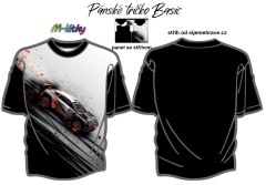 MOB K - Panel k ušití se střihem - pánské tričko BASIC - závodní auto náš sublimační tisk na objednávku