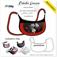 MOB B - Panel k ušití - Kabelka Venezia- střih Stilla Art (Marcela Bednářová) - šedé květy fotonávod v popisu produktu
