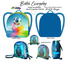 MOB D - Panel k ušití - batůžek  Everyday + bonusový panel 30x30 cm - střih Martina Alblová - fotbalový míč fotonávod v popisu produktu